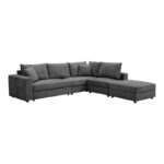 Multi-modal sofa Navaro anthracite fabric 281x256x85cm - Image 3
