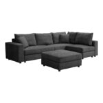 Multi-modal sofa Navaro anthracite fabric 281x256x85cm - Image 4