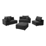 Multi-modal sofa Navaro anthracite fabric 281x256x85cm - Image 6