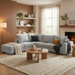 Multi-modal sofa Navaro gray fabric 281x256x85cm