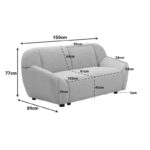 Two-seater sofa Echono beige fabric 144x88x77cm - Image 6