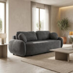 Three-seater sofabed with storage space Sereno anthracite fabric 233x91x82cm