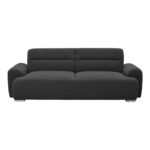 Three-seater sofa bed Harmonious anthracite teddy fabric 223.5x92x81cm - Слика 2