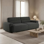 Three-seater sofa bed Harmonious anthracite teddy fabric 223.5x92x81cm