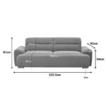 Three-seater sofa bed Harmonious anthracite teddy fabric 223.5x92x81cm - Слика 6