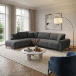 Corner sofa Veneto right corner anthracite fabric 298x208x85cm