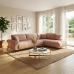 Corner sofa Veneto left corner rotten apple fabric 298x208x85cm