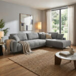 Corner sofa Veneto left corner grey fabric 298x208x85cm