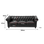 Three-seater sofa Chesterfield pu cypress 203x84x67cm - Слика 5