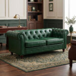 Two-seater sofa Chesterfield pu cypress 160x84x67cm