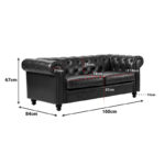 Two-seater sofa Chesterfield pu cypress 160x84x67cm - Image 4