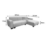 Reversible corner sofa Erros fabric in light grey color 287x161x71cm - Image 6