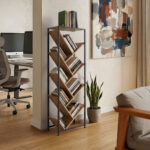Orunta oak-black metal bookcase 40x26.5x125cm