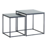 Masuta coffee tables 2 pcs. mdf black with marble effect-black metal - Слика 2