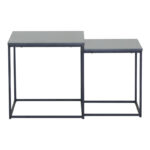 Masuta coffee tables 2 pcs. mdf black with marble effect-black metal - Слика 3