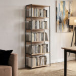 Kaliano oak-black metal bookcase 59.5x35x176.5cm