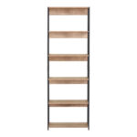 Kaliano oak-black metal bookcase 59.5x35x176.5cm - Слика 3