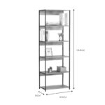 Kaliano oak-black metal bookcase 59.5x35x176.5cm - Слика 4