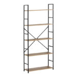 Bookcase Manlo oak with black metal 58.6x23.5x144cm - Слика 2