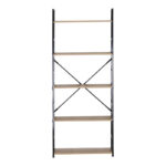 Bookcase Manlo oak with black metal 58.6x23.5x144cm - Слика 3