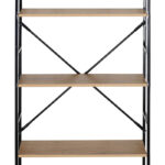 Bookcase Manlo oak with black metal 58.6x23.5x144cm - Слика 5