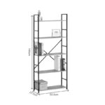 Bookcase Manlo oak with black metal 58.6x23.5x144cm - Слика 6
