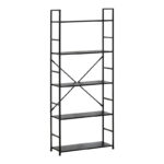 Bookcase Manlo black metal 58.6x23.5x144cm - Image 2
