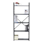 Bookcase Manlo black metal 58.6x23.5x144cm - Image 3