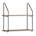 Wall shelf Fema oak with black metal 60x20x52cm - Слика 2
