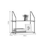 Wall shelf Fema oak with black metal 60x20x52cm - Слика 5