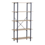 Bookcase Nebranzo oak with black metal 80x34x155.3cm - Слика 2