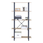 Bookcase Nebranzo oak with black metal 80x34x155.3cm - Слика 3