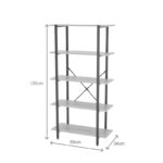 Bookcase Nebranzo oak with black metal 80x34x155.3cm - Слика 4