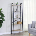 Bookcase Jebia oak with black metal 56x37x172.2cm