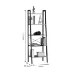 Bookcase Jebia oak with black metal 56x37x172.2cm - Слика 4
