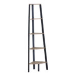 Corner bookcase Arvia oak with black metal 53.4x37.8x160.3cm - Слика 2