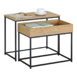 Side table Cofelda set of 2 pieces oak with black metal - Image 2