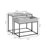 Side table Cofelda set of 2 pieces oak with black metal - Image 4