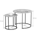 Coffee tables Pelanda set of 2 pieces oak with black metal - Image 4
