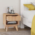Hamea mdf bed side table in natural shade 45x39.5x50.2cm - Слика 3