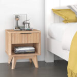 Hamea mdf bed side table in natural shade 45x39.5x50.2cm - Слика 4