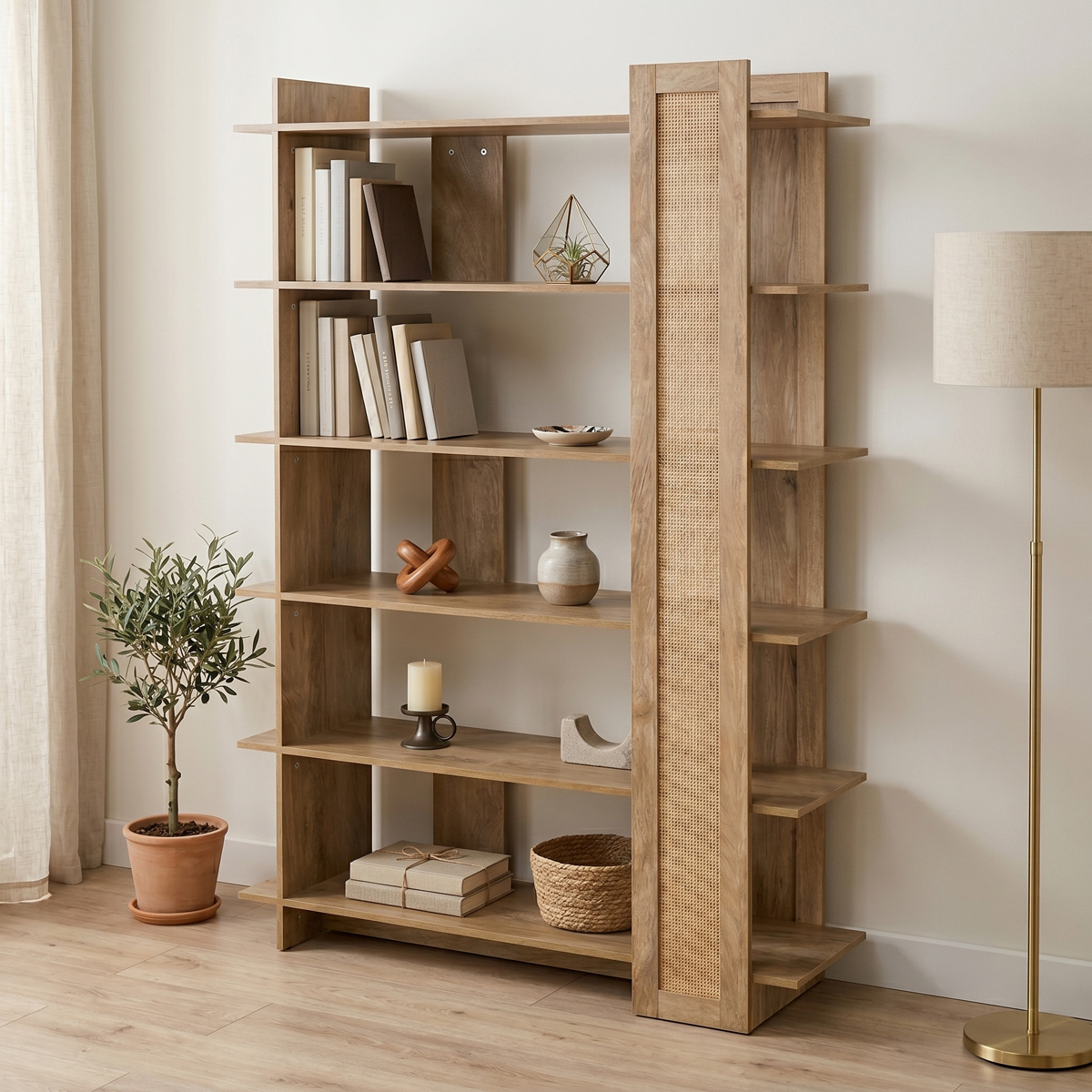 086-000025 Bookcase Oslo sonoma 100x32x146.5cm - Слика 1