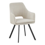 Initiate armchair cream fabric-black metal leg 56x58x85cm