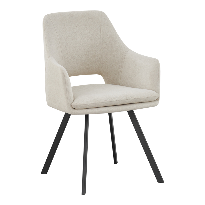 093-000041 Initiate armchair cream fabric-black metal leg 56x58x85cm - Image 1