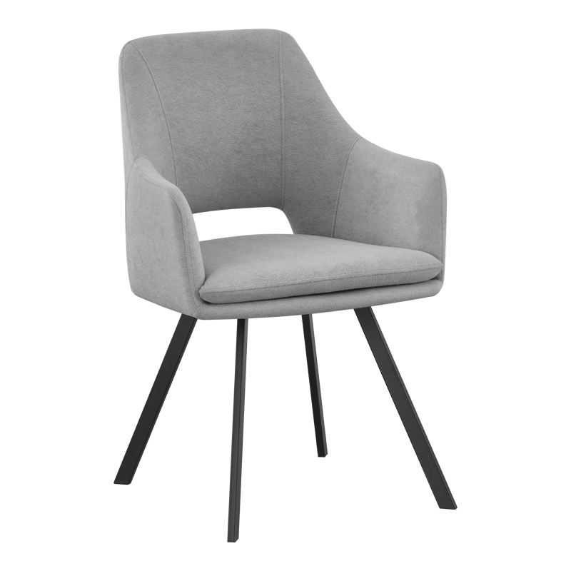 093-000042 Initiate armchair grey fabric-black metal leg 56x58x85cm - Слика 1