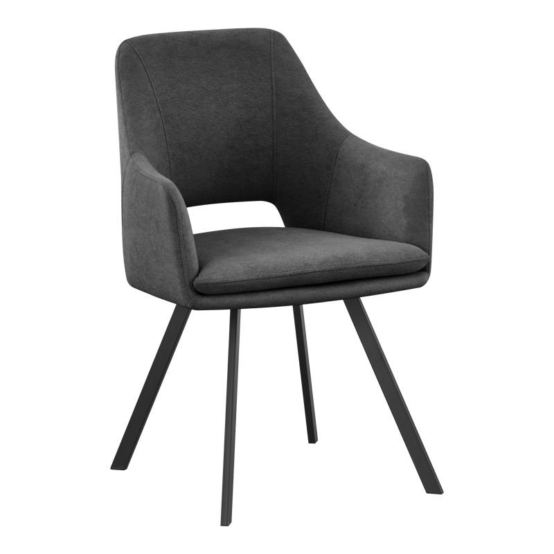 093-000043 Initiate armchair anthracite fabric-black metal leg 56x58x85cm - Слика 1