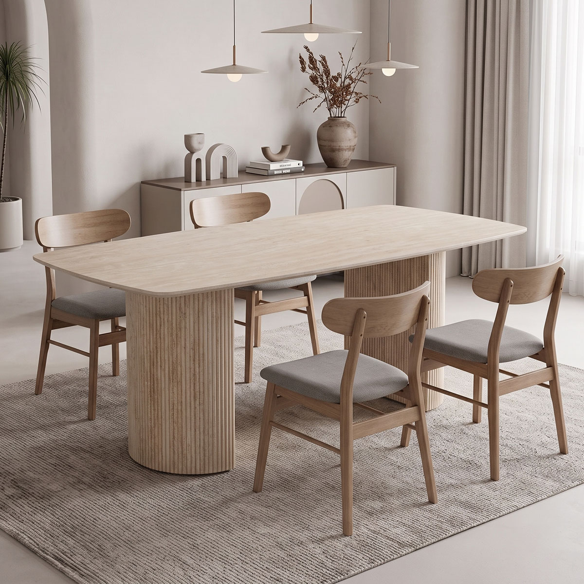 096-000054 Loosir table mdf-sandstone in travertine look 180x90x74cm - Слика 1