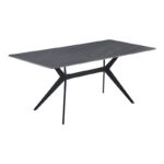 Olivet table mdf-sandstone in marble look-black metal leg 180x90x76cm - Image 2