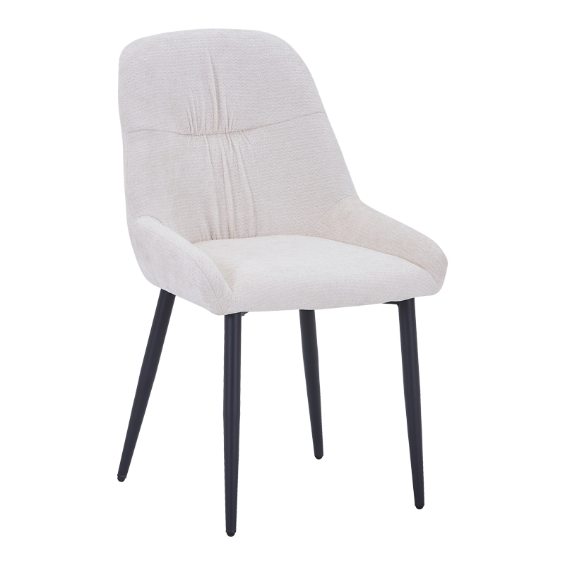 096-000056 Larissia chair white fabric with black metal leg 53x59x89cm - Image 1