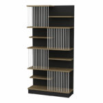 Bookcase Gassim black-walnut-white 80x24.6x160cm - Слика 2